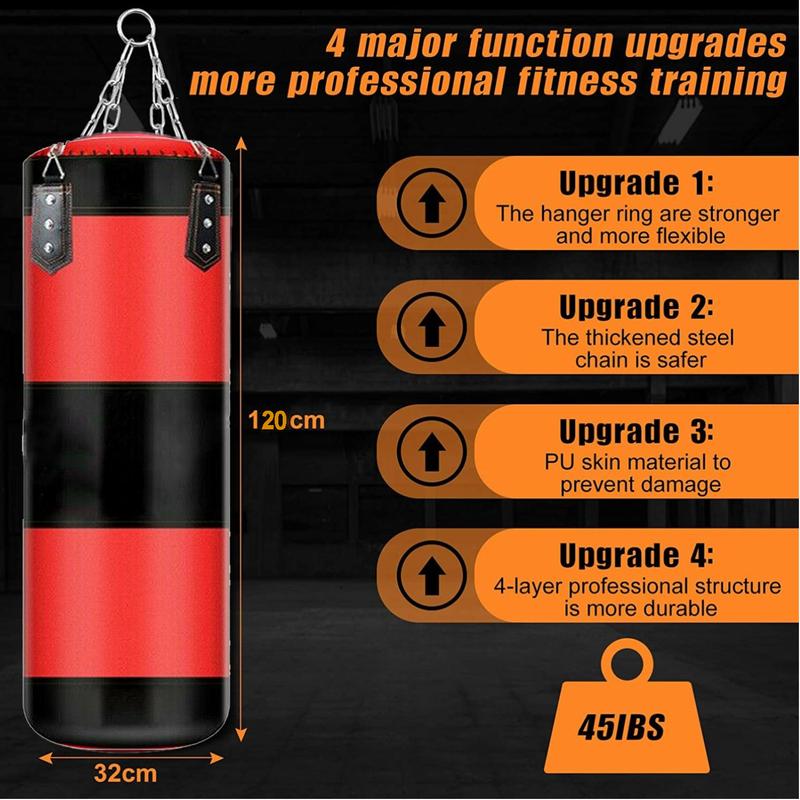 Punching Bag for Adults,Men,Women,Kids, Hanging Punching Bag with Boxing Gloves, Chains, Wristband, Heavy Boxing Bag for Training, Karate, Kickboxing, Muay Thai -Unfilled