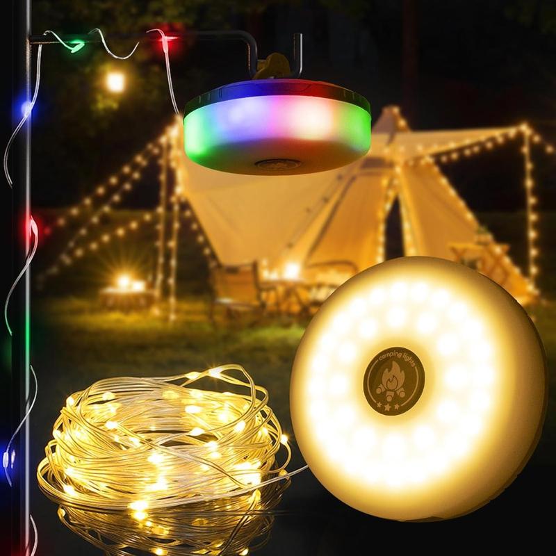 <Local Delivery>Camping String Lights, Rechargeable 4 in1 Outdoor String light with 8 Lighting Modes forCamping, Hiking, Holiday Christmas Decoration