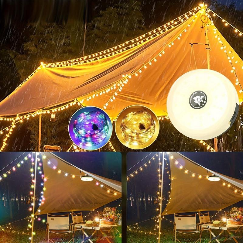 <Local Delivery>Camping String Lights, Rechargeable 4 in1 Outdoor String light with 8 Lighting Modes forCamping, Hiking, Holiday Christmas Decoration