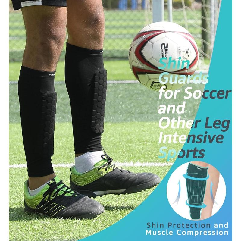 HiR Soccer Shin Guards Shin Pads for Kids Youth Adult, Calf Compression Sleeve with Honeycomb Pads, Support for Shin Splint Baseball Boxing Kickboxing MTB, Lightweight(1PAIR)