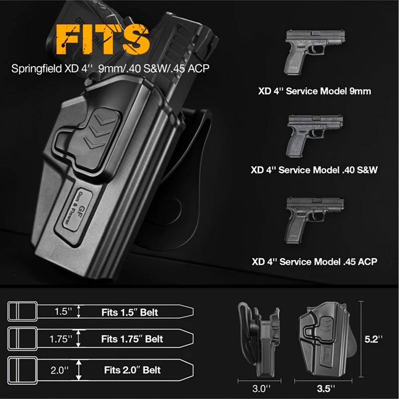 Springfield Armory XD 4.0 ''Service 9mm .40 S & W .45ACP Polymer OWB Paddle Level II Fixed Holster | Gun & Flower