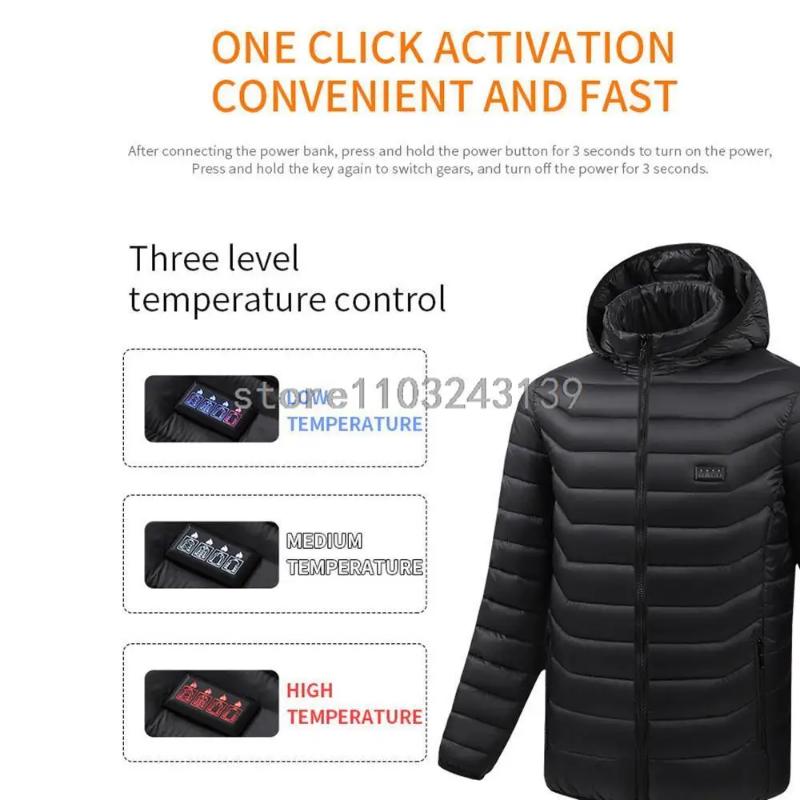 Heated Jacket Autumn Winter Men's Women's Warm Vest Vests Coat USB Electric Heating Hunting Hiking Camping Christmas gift