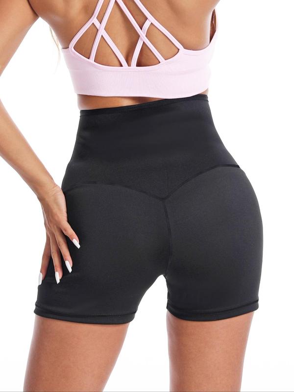 Women's Solid Hook And Eye High Waist Sauna Shorts, Solid Color Shaper, Tummy Control Waist Trainer For Women Workout Gym Sports