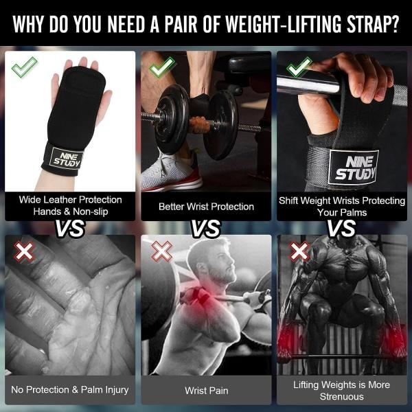 Weightlifting strap, double-layer leather wrist support strap, anti slip grip, weightlifting gym strength training wristband