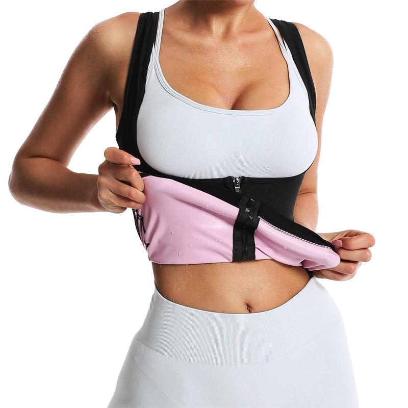 Sauna Suit Sweat Vest for Women, Waist Trainer Sweat Vest for Women Fitness Body Shaper with Zipper