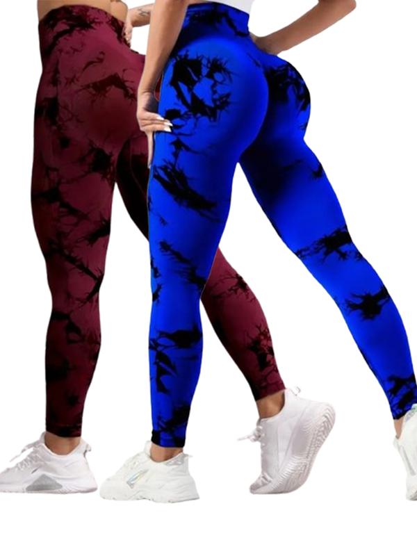 2 Pcs Women Tie Dye High Waisted leggings Workout Rear Lifting Tummy Control Yoga Gym Athletic  high waist athletic  squat proof soft yoga full length