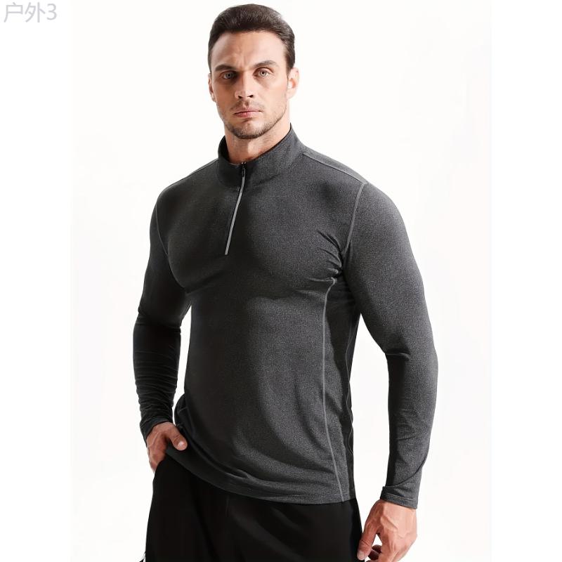 Autumn & Winter Essential: Men's Quick-Dry Breathable Long Sleeve Half-Zipped Athletic Sweatshirt for Sports