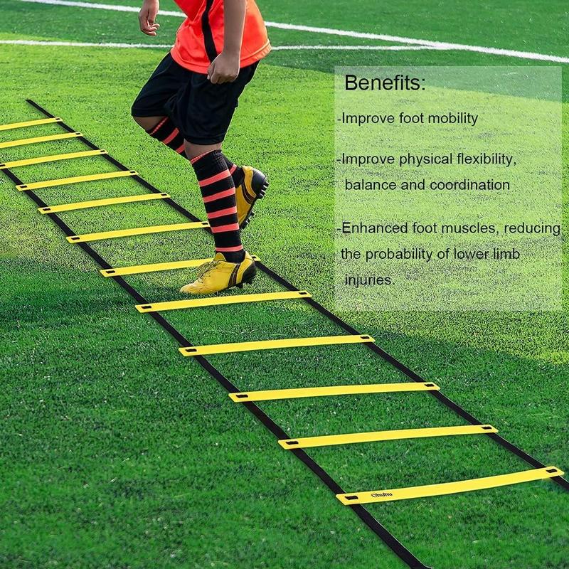 Agility Ladder Speed Training Set 12 Rung 20Ft Exercise Ladders with Ground Stakes for Soccer Football Boxing Footwork Sports Fitness Training Ladder with Carry Bag - FAST 2-3 day delivery