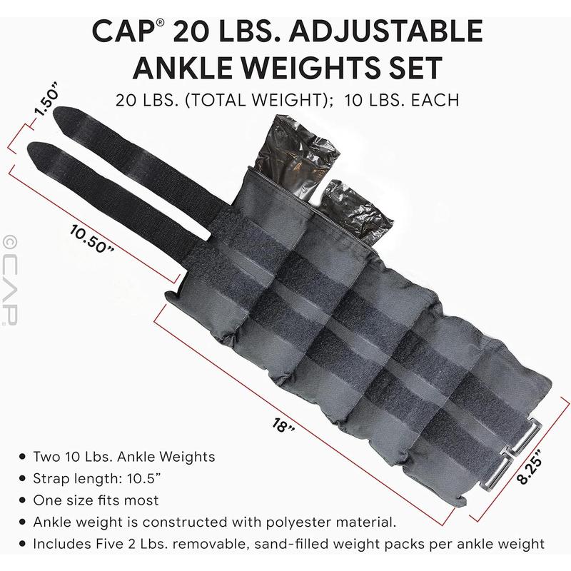 The Adjustable Ankle Weights |10-20lb Pair | Black