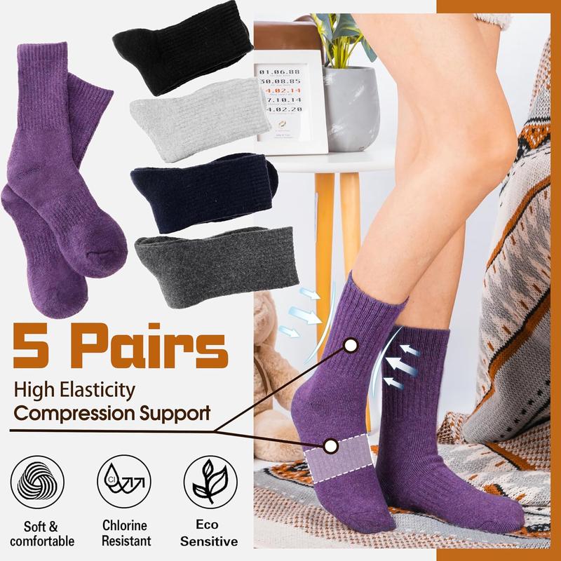 Sandsuced 5 Pack Merino Wool Hiking Socks for Women Warm Winter Thick rmal Cozy Boot Work Soft Ladies Socks