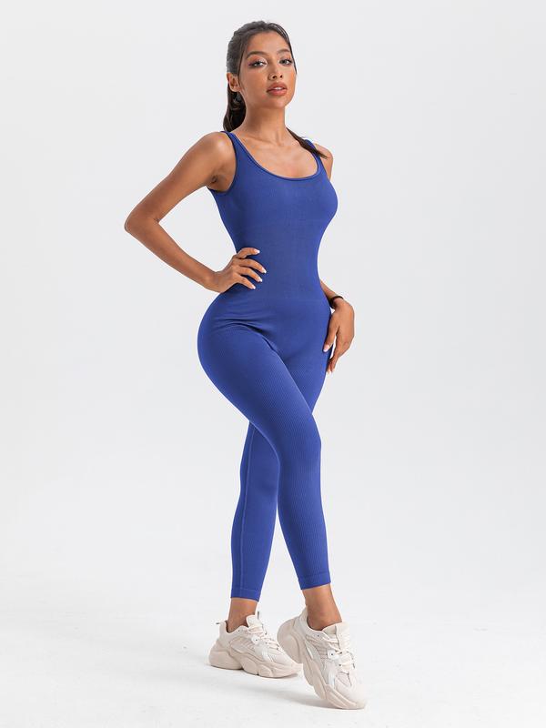 Women's Jumpsuits Seamless Ribbed Square Neck One Piece Yoga Workout Sleeveless Rompers Sexy Tank Top summer clothes