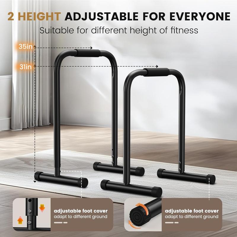 Dip Bars, Adjustable Dip Stand Station for Home, Calisthenics, Exercise. Portable Parallel Bar with Stable and Sturdy Thickened Steel-(300 400 1200LBS) Loading Capacity