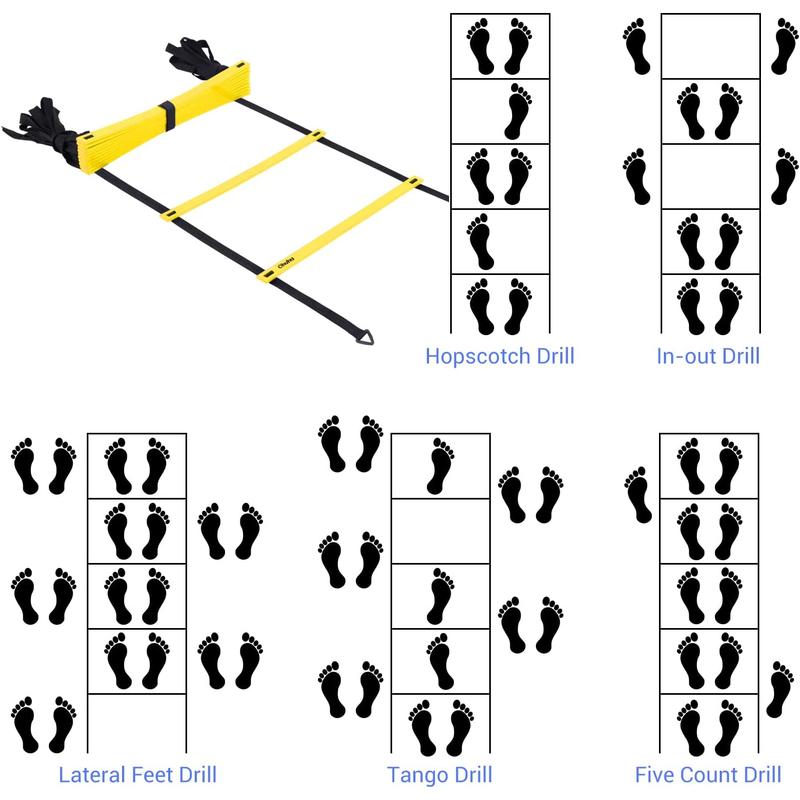 Agility Ladder Speed Training Set 12 Rung 20Ft Exercise Ladders with Ground Stakes for Soccer Football Boxing Footwork Sports Fitness Training Ladder with Carry Bag - FAST 2-3 day delivery