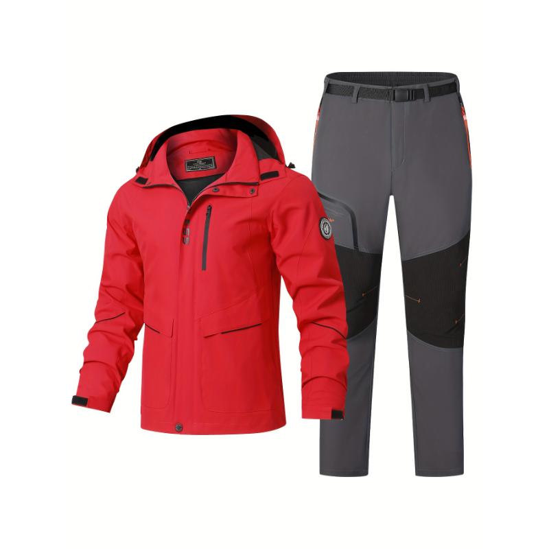 New fall men's ski suit Men's outdoor mountaineering hardshell windproof waterproof adventure jacket Autumn coat men's hardshell pants Outdoor slacks men's snow ski pants