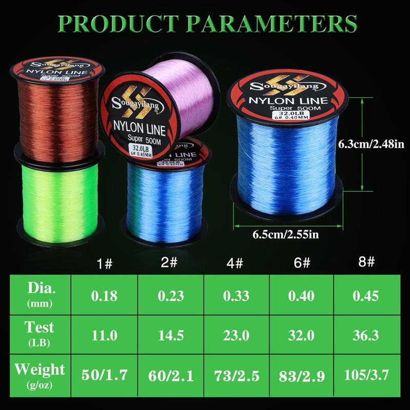 Abrasion Resistance Fishing Line, 1 Roll Sturdy Nylon Fishing Line, Professional Fishing Accessories for Outdoor, Flyfishing, Solocamping, picnicaesthetic