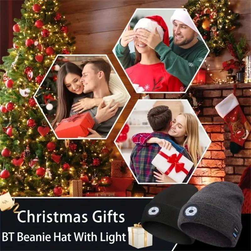 LED Knitted Hat with Light, Rechargeable Headlamp Cap, Unisex Winter Warm Knitted Hats, Headlight Flashlight for Running Hiking Camping,Tech Gifts for Men Women Handyman Teens