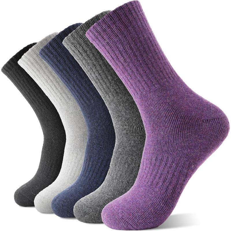 Sandsuced 5 Pack Merino Wool Hiking Socks for Women Warm Winter Thick rmal Cozy Boot Work Soft Ladies Socks