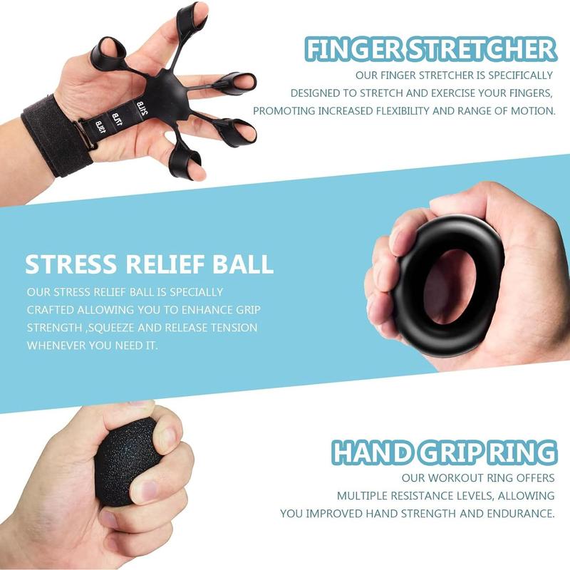 5 count Grip Strength Trainer Kit, Hand Gripper Strengthener, Forearm Strengthener, Finger Strengthener, Finger Exerciser,   Ball, Forearm Workout Ring for  Building and  Recover