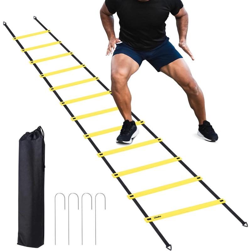 Agility Ladder Speed Training Set 12 Rung 20Ft Exercise Ladders with Ground Stakes for Soccer Football Boxing Footwork Sports Fitness Training Ladder with Carry Bag - FAST 2-3 day delivery