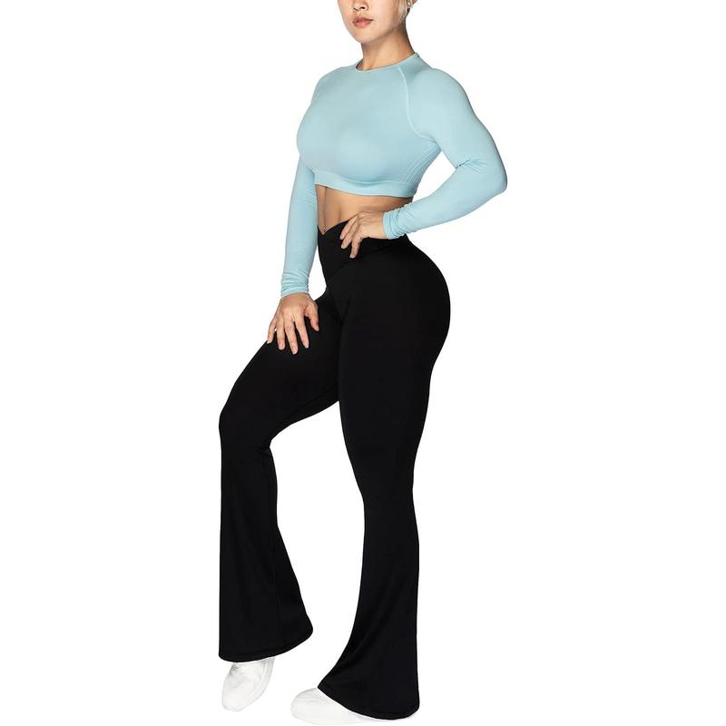 Sunzel Flare Leggings, Crossover Yoga Pants with Tummy Control, High-Waisted and Wide Leg