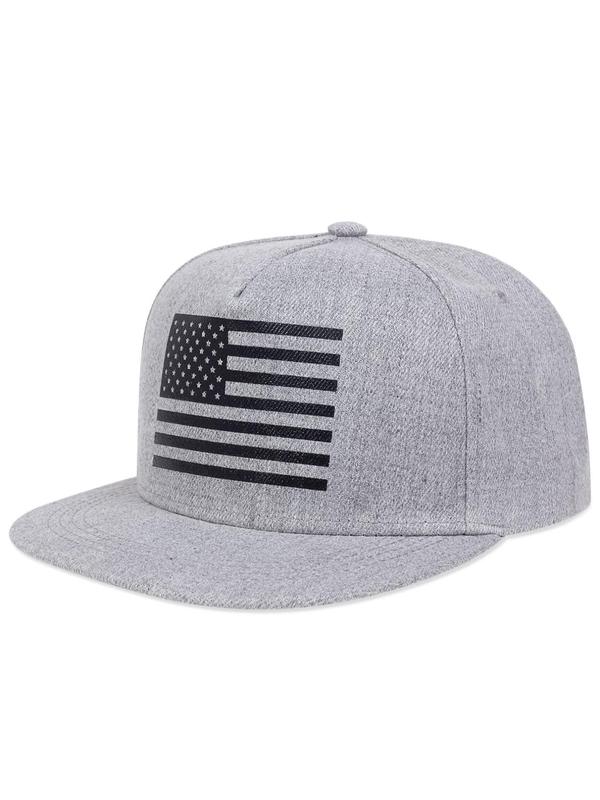 Classic USA Flag Embroideried Baseball Cap, Adjustable Flat Brim Snapback Hat, Fashion Clothes Accessories For Men & Women