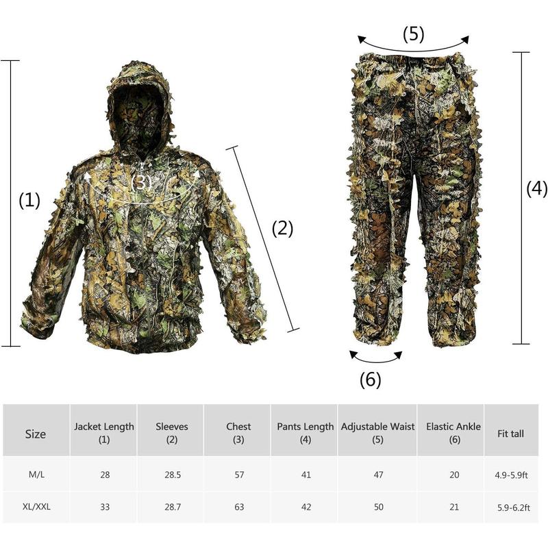 Upgrade Ghillie Suit Outdoor 3D Lifelike Super Lightweight Hooded Camouflage Clothing Jungle Woodland