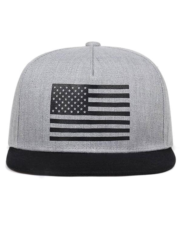 Classic USA Flag Embroideried Baseball Cap, Adjustable Flat Brim Snapback Hat, Fashion Clothes Accessories For Men & Women