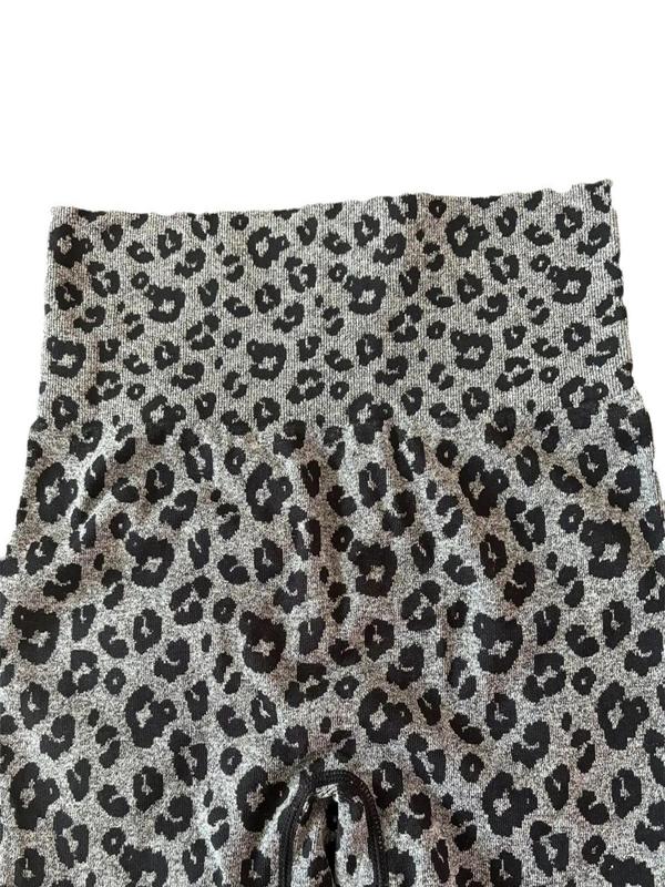 Women's Leopard Print High Waist Sports Shorts, Gym Shorts, Casual Comfy Breathable Seamless Skinny Shorts for Yoga Gym Workout Running, Ladies Sportswear for All Seasons