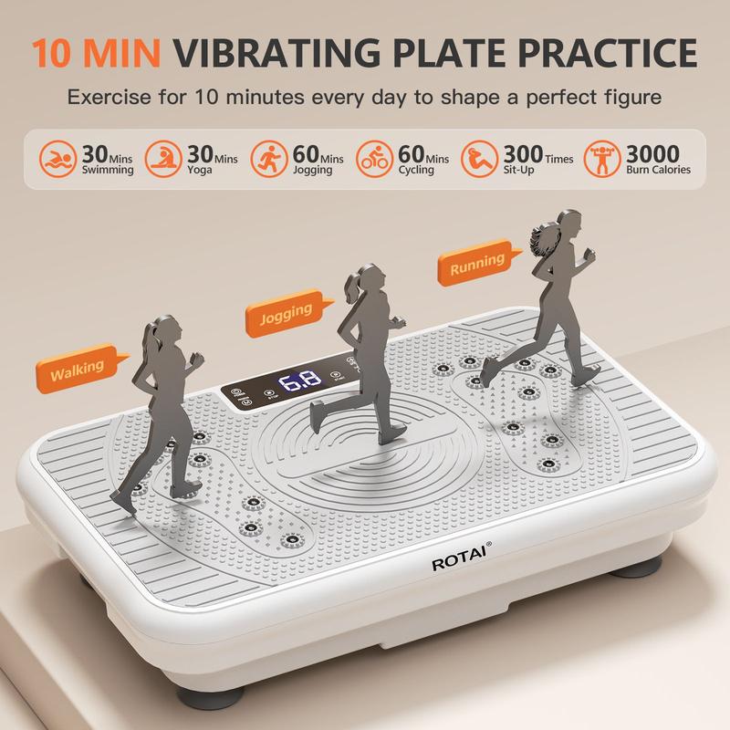 ROTAI Vibration Plate Gym, 300 lbs Lymphatic Drainage Machine, Full Body Workout, Stay Fit, 2 Fitness Resistance Bands Vibration Plates