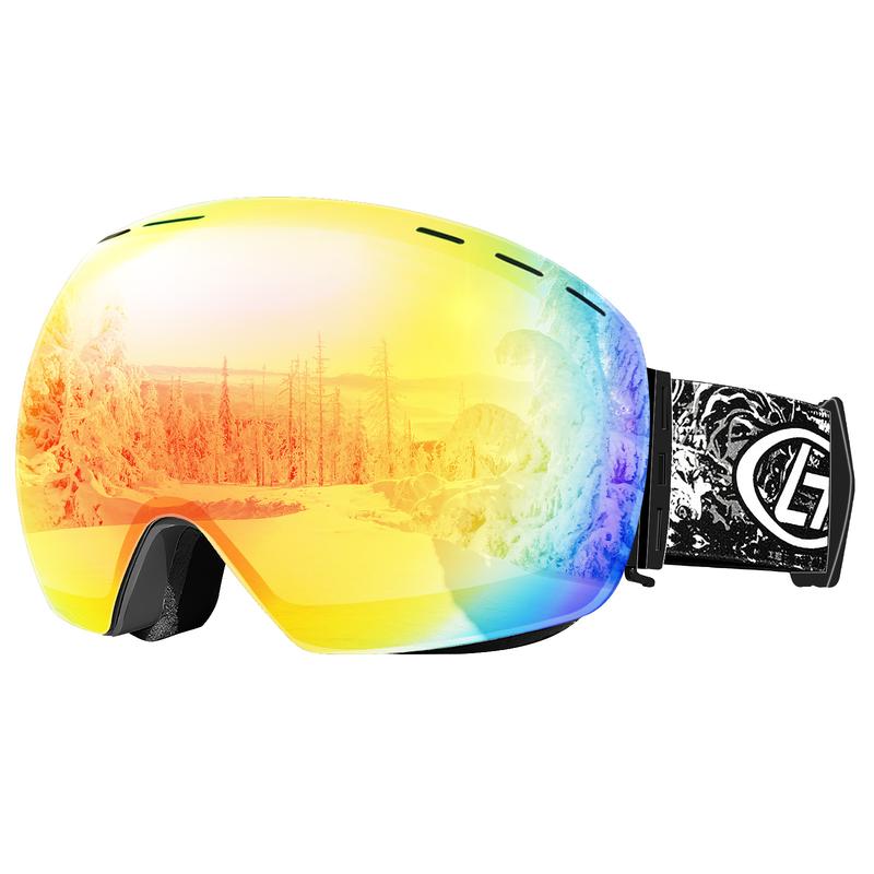 ZION Ski Goggles, Anti Fog UV400 Protection Double Layer Spherical, With Cold Hot Perfect Circulatory System, Anti-Glare Lenses Snow Snowboard Skiing Goggles for Men, Women, Youth (Red) Windproof Anti-Fog