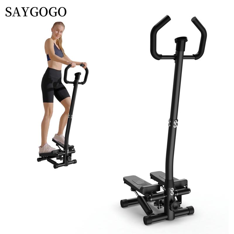 [SAYGOGO]Stair Stepper Machine with Handlebar-Mini Steppers for Exercise with 300LBS Loading Capacity, Hydraulic Fitness Stepper with LCD Monitor