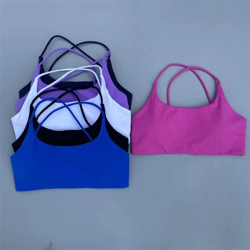 Solid Color Women Fitness Bra soft high strength Tight Sport Top Comprehensive Training Gym Yoga Underwear  Tight With Chest Pad