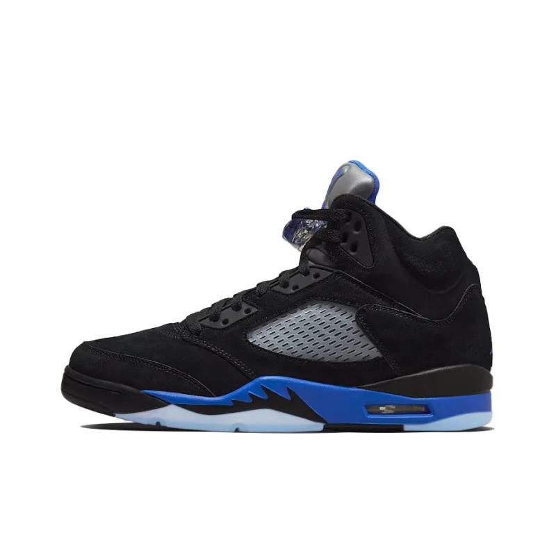 Jordan 5 popular Racer Blue fashionable retro trend versatile anti slip cushioning casual sports basketball shoes