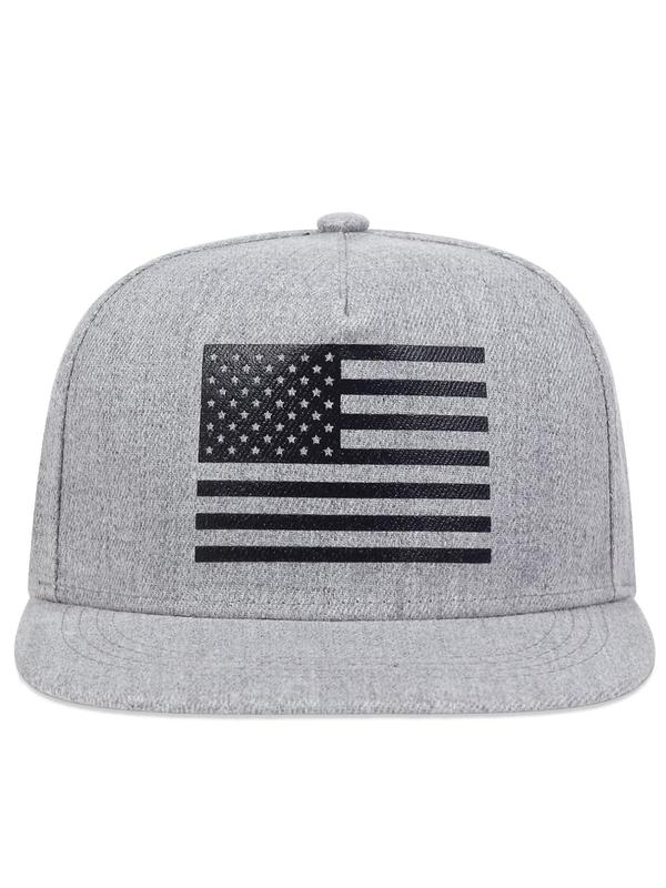 Classic USA Flag Embroideried Baseball Cap, Adjustable Flat Brim Snapback Hat, Fashion Clothes Accessories For Men & Women