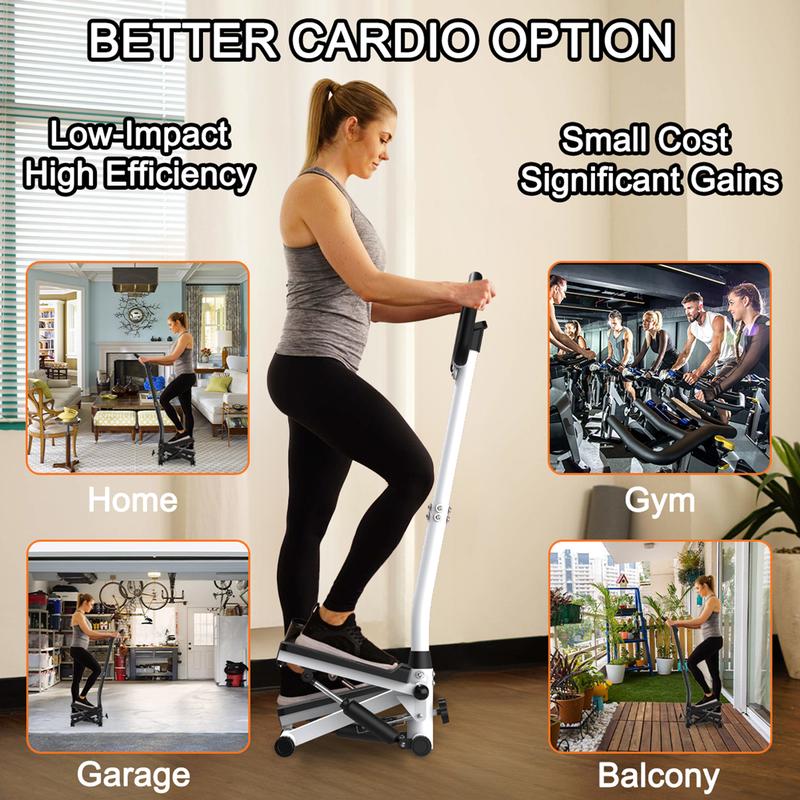 [SAYGOGO]Stair Stepper Machine with Handlebar-Mini Steppers for Exercise with 300LBS Loading Capacity, Hydraulic Fitness Stepper with LCD Monitor