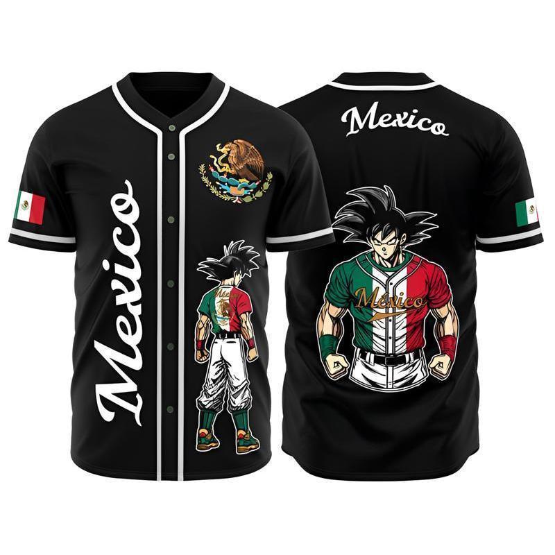 Trendy Mexico Goku Unisex Baseball Jerseys - Perfect for Halloween Gift Lovers - Womenswear, Top