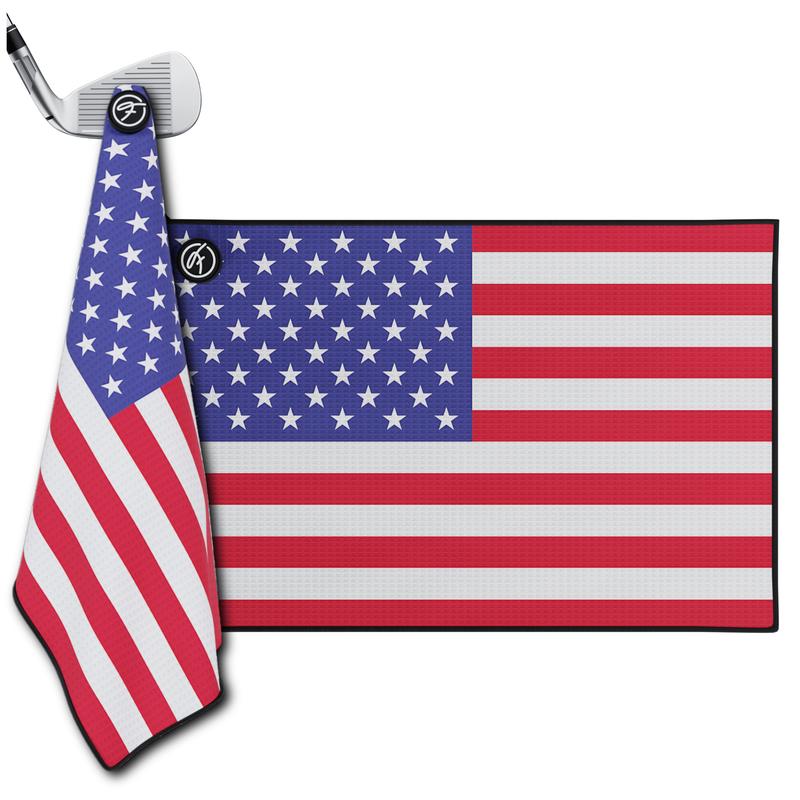 Fore Show American Flag Magnetic Golf Towel Waffle Microfiber with Magnet for Golf Bags, Carts & Clubs - 24” x 16” Magnetic Golf Towel for Men Cool Golf Accessory Golf Towel Magnet USA Flag