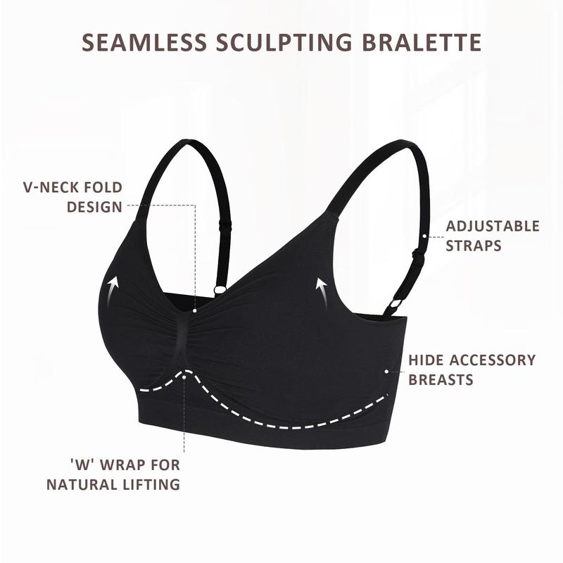 [Christmas Deals] Women's Wireless Sculpt Bra Comfort Bralettes No Underwire Unlined Cami Bra Seamless Tshirt Bras Sports Bra