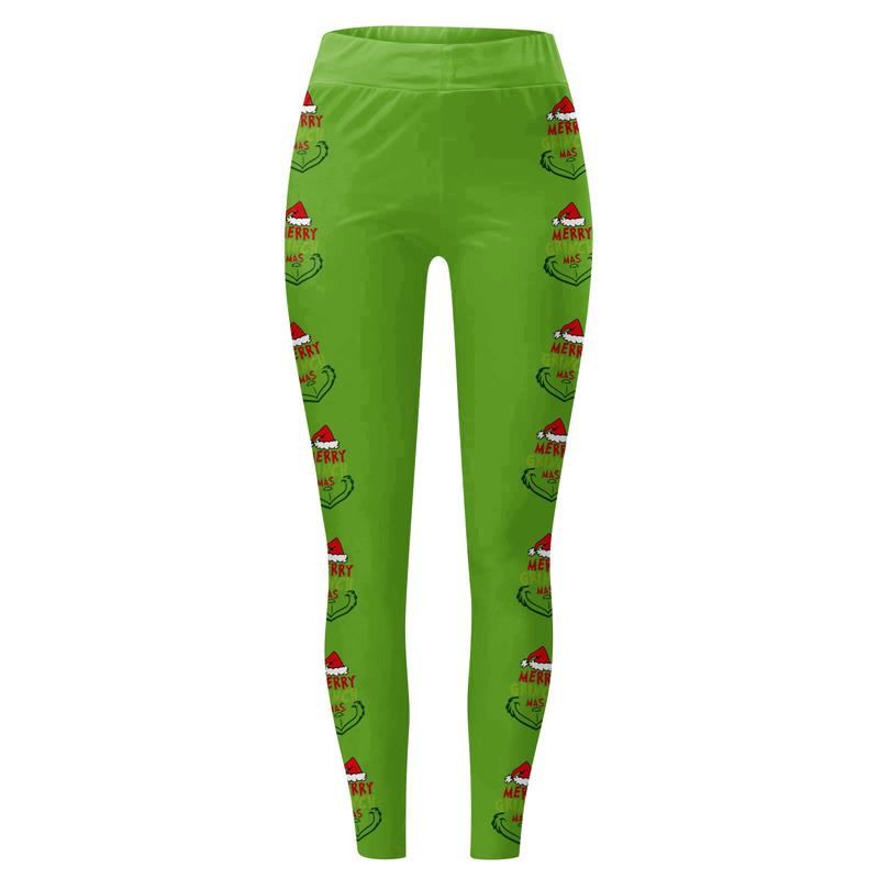 Merry Grinchmas Leggings, Christmas party costume leggings, Christmas leggings, leggings for women, gym pants, butt-lifting sports leggings