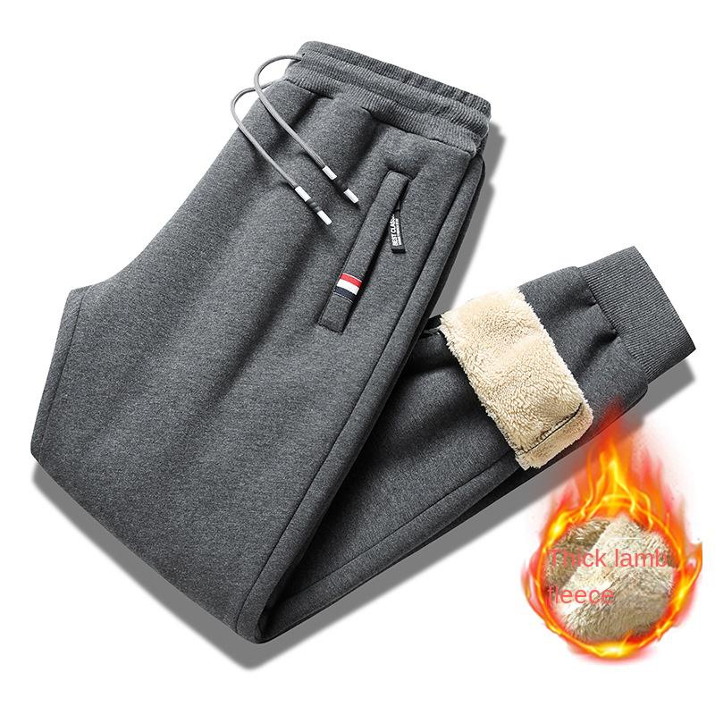 Winter Lambswool Warm Pants Men's Thick Fleece Thermal Trousers Men Fitness Jogging Drawstring Pants Male Sweatpants