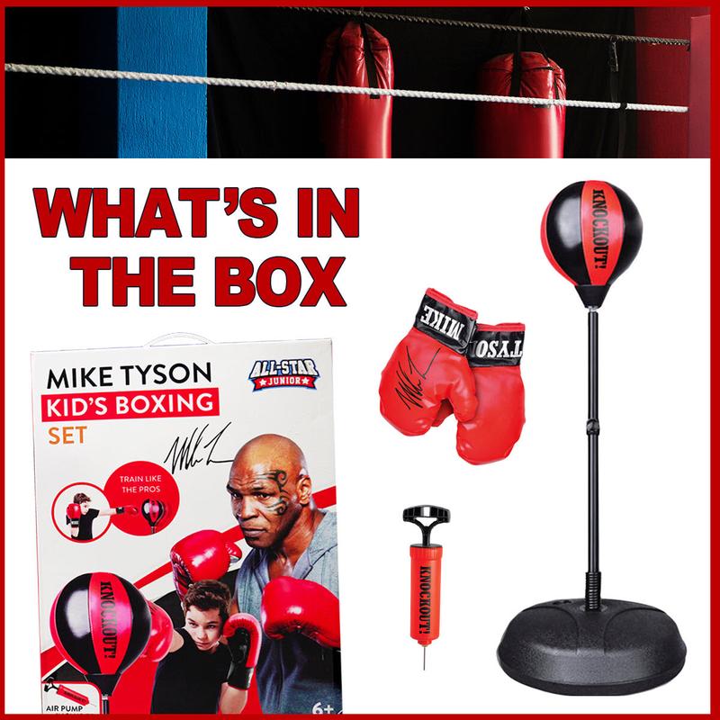 Mike Tyson Kid's Boxing Set with Autographed Gloves For Kid Over 6 Year Old Practice Boxing Sport Good Health