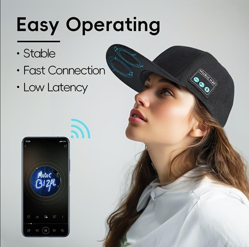 Black adjustable hat wireless bluetooth music speaker hat sports outdoor trend hip hop hat