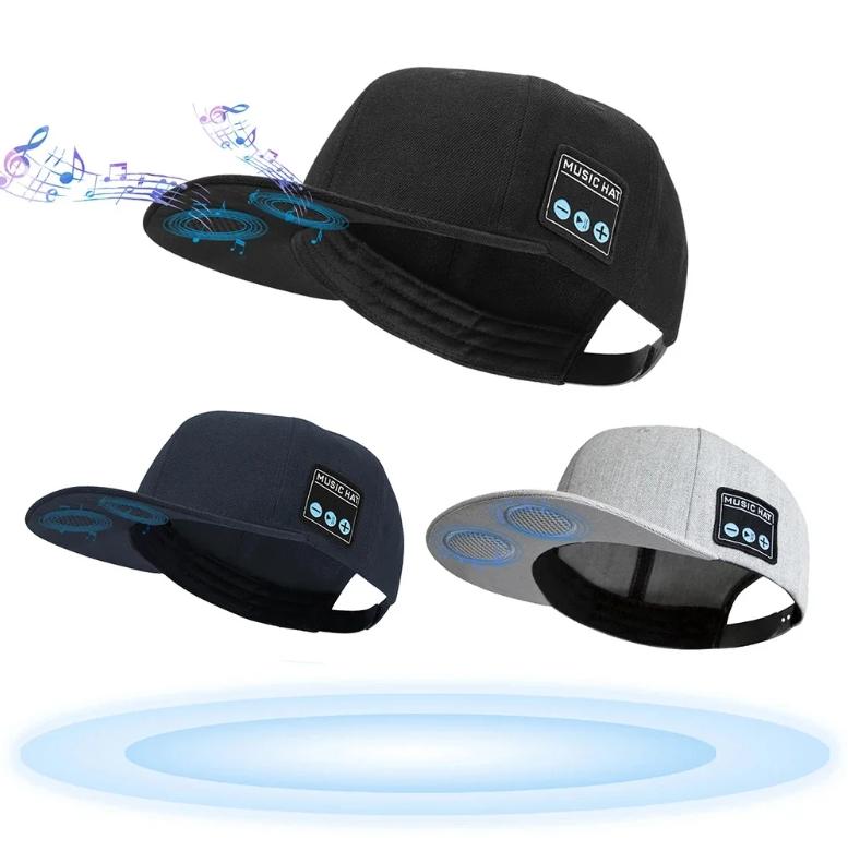 Black adjustable hat wireless bluetooth music speaker hat sports outdoor trend hip hop hat