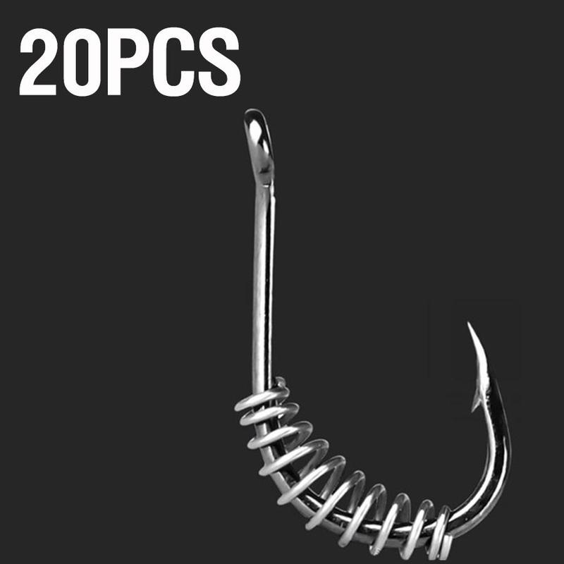 Fishing Hooks, 20pcs set Spring Fishing Hooks, Stainless Steel Fishing Tools for Outdoor Use, Flyfishing, Solocamping, Picnicaesthetic