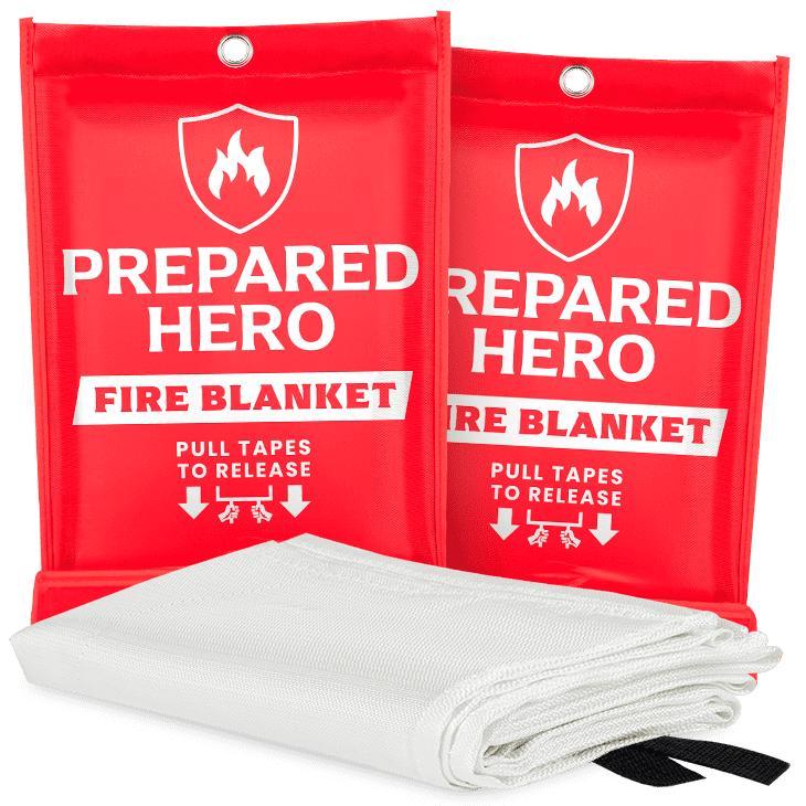 Fire Resistant Emergency Blanket, 2 Pack - Fiberglass, Red, 39.4x39.4 inches, Flame Suppression for Home, Kitchen, Camping, Car, Office, Warehouse, Survival Safety