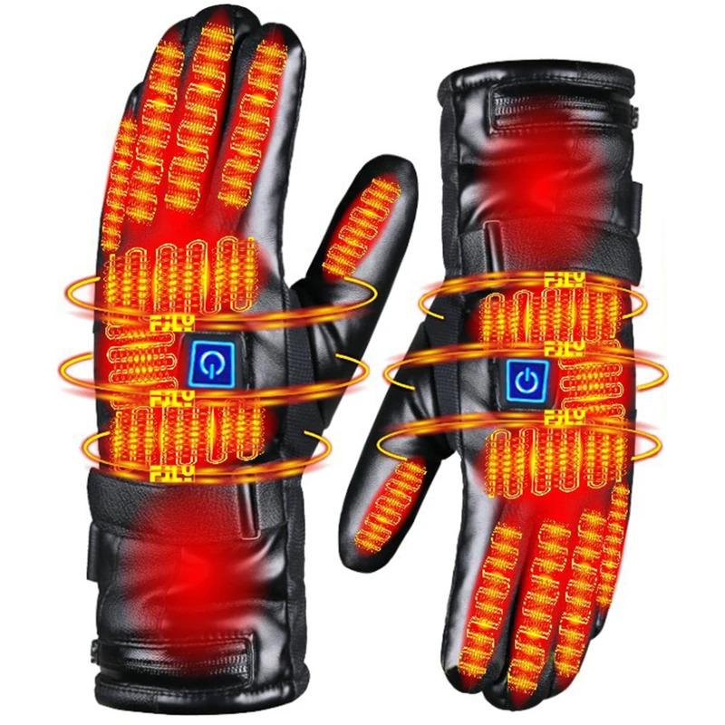 Rechargeable Heated Gloves 3 Temperature Levels Waterproof Heating Gloves Cold Weather Gloves for Outdoor Cycling Skiing Hiking