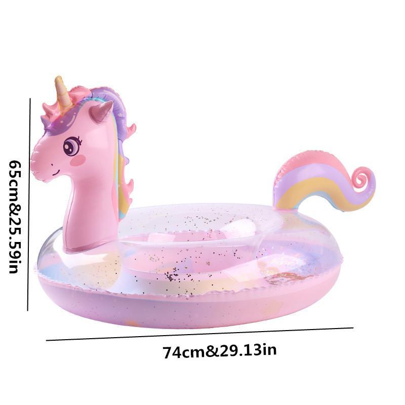 Unicorn Design Glitter Swimming Ring, Cute Swimming Float, Swimming Ring for Beach Party, Water Sports Equipment for Outdoor Swimming Pool