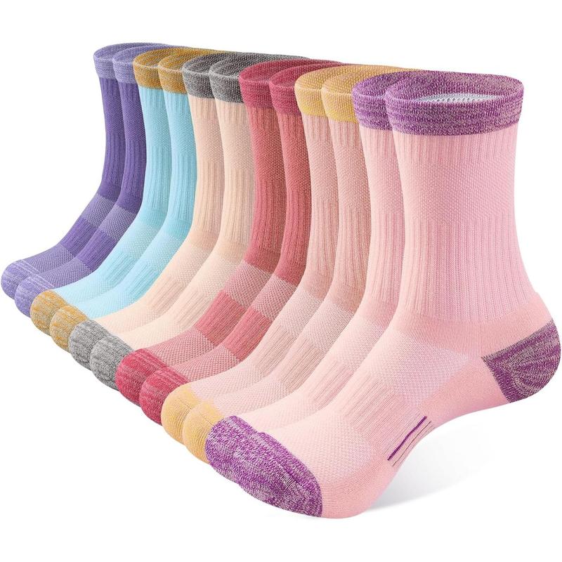 Crew Socks for Women Hiking Athletic Running Walking Cushioned Compression Cotton Socks 6 Pairs