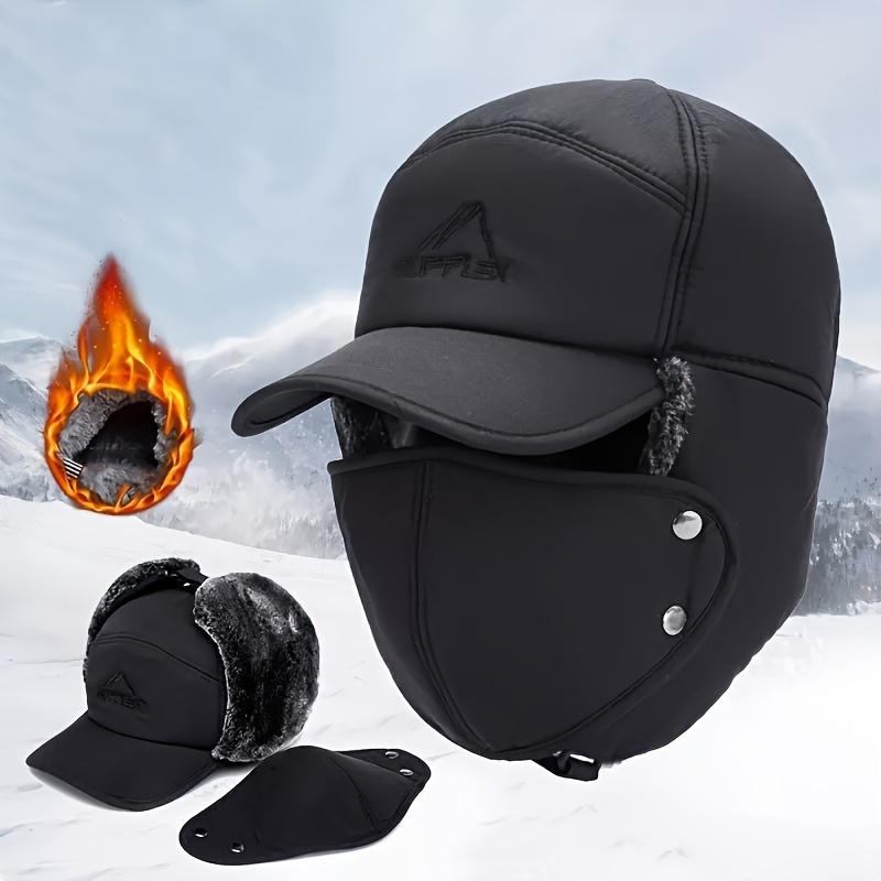 Essential Winter Warm Faux Fur Outdoor Sports Windproof Hat Set - Detachable Mask, Thick, Water-Resistant, Breathable, Adjustable Fit - Perfect for Skiing, Ice Skating, Mountain Biking, and Winter Outdoor Activities - In Stock