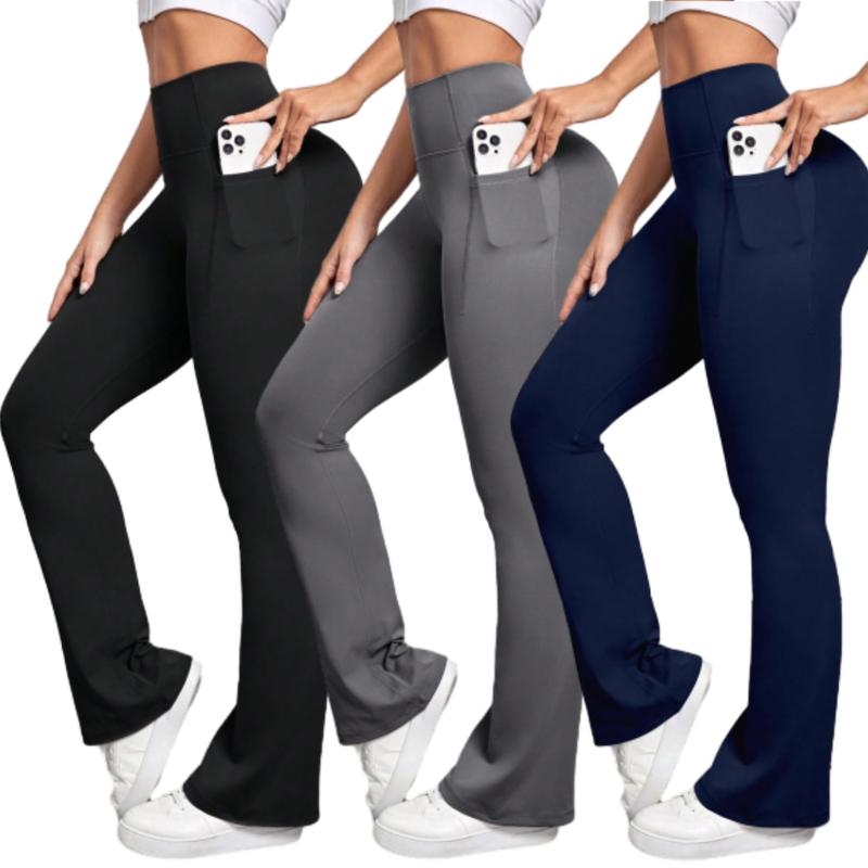 Flare Yoga Pants for Women High Waist Bootcut Workout Stretch Leggings with Pockets & Tummy Control